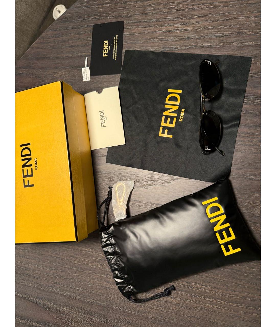 FENDI Черные металлические солнцезащитные очки, фото 8