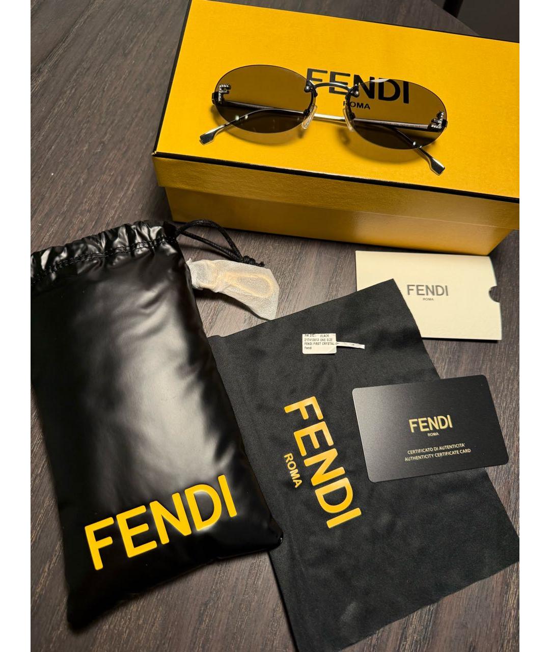 FENDI Черные металлические солнцезащитные очки, фото 4