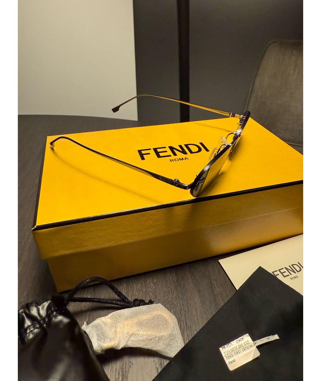 FENDI Черные металлические солнцезащитные очки, фото 2