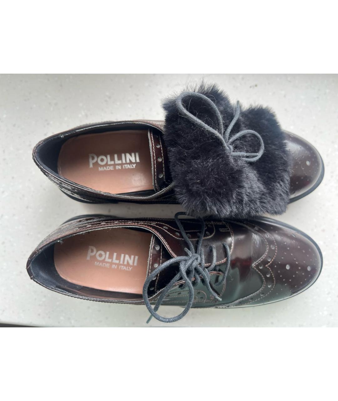POLLINI Бордовые кожаные лоферы, фото 3