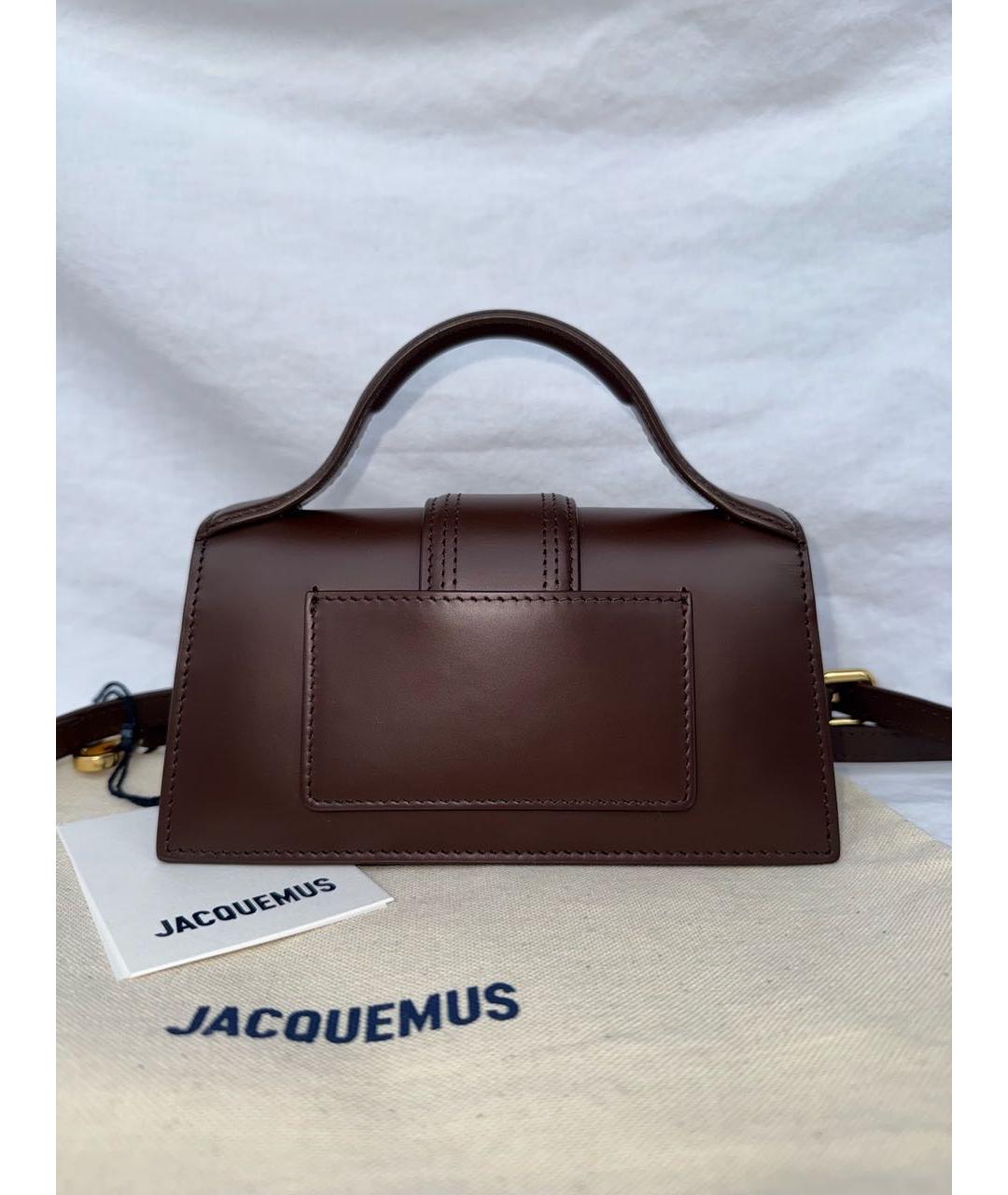 JACQUEMUS Коричневая кожаная сумка с короткими ручками, фото 3