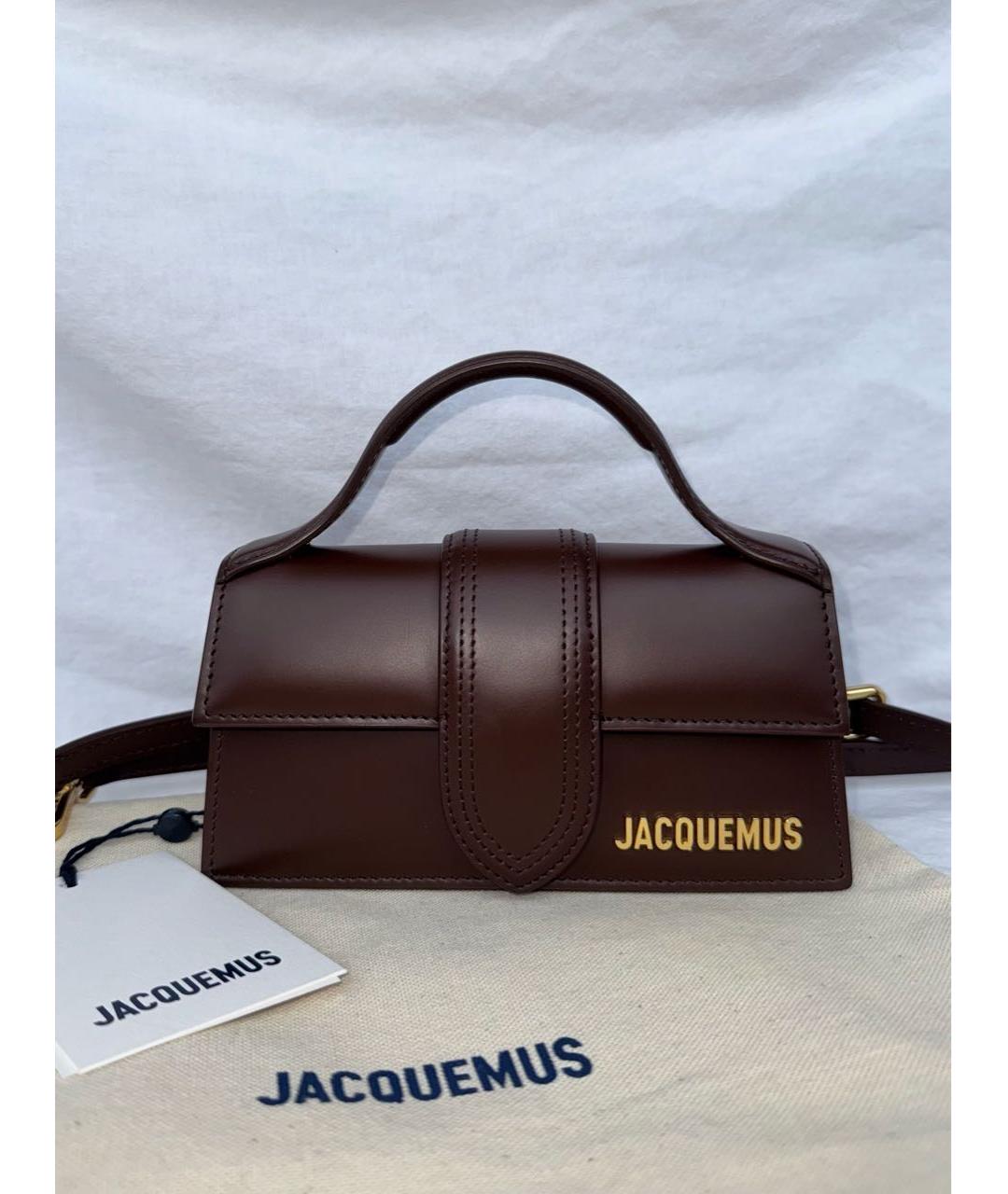 JACQUEMUS Коричневая кожаная сумка с короткими ручками, фото 7