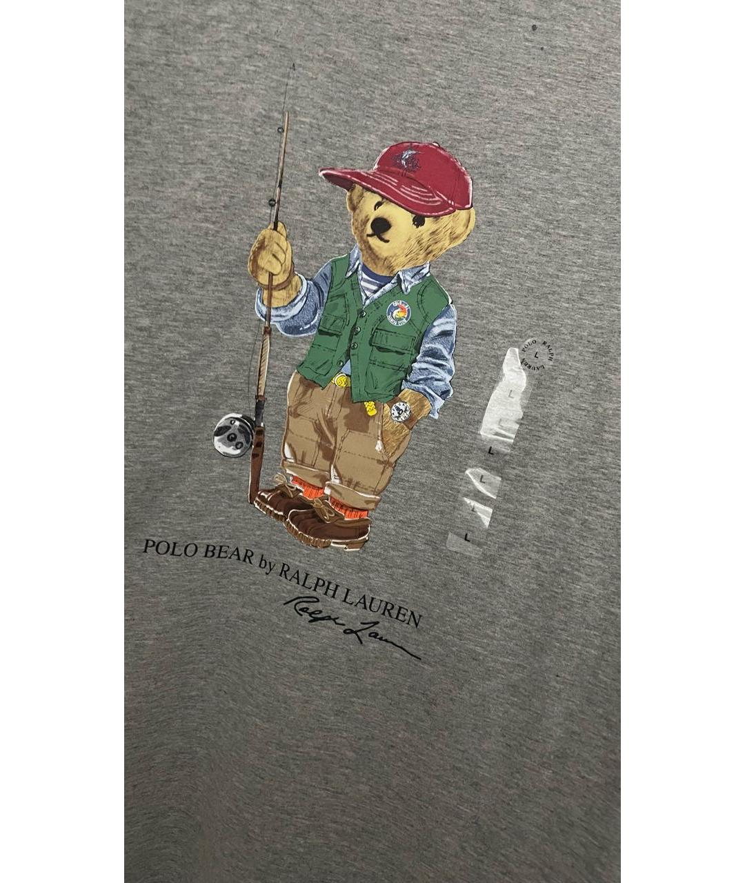 POLO RALPH LAUREN Серая хлопковая футболка, фото 3