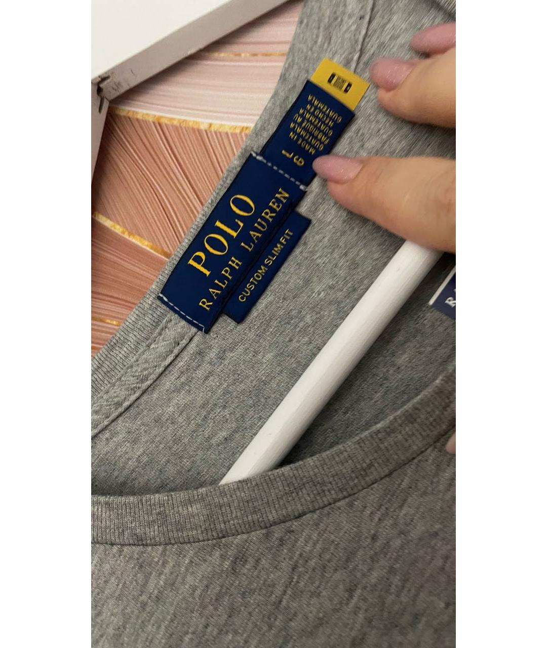 POLO RALPH LAUREN Серая хлопковая футболка, фото 4