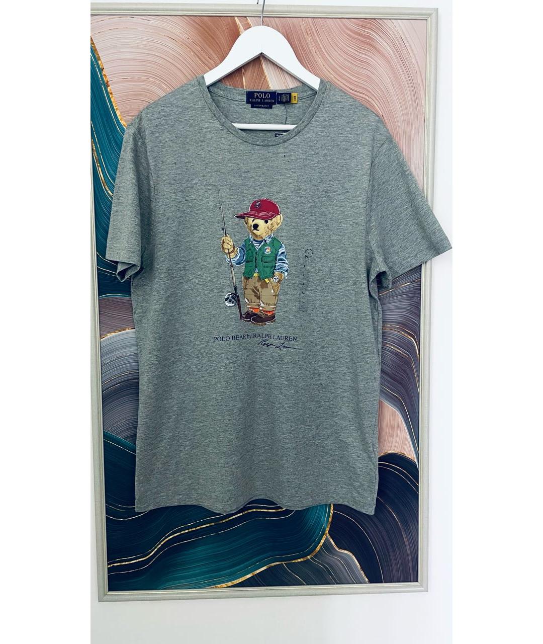 POLO RALPH LAUREN Серая хлопковая футболка, фото 2
