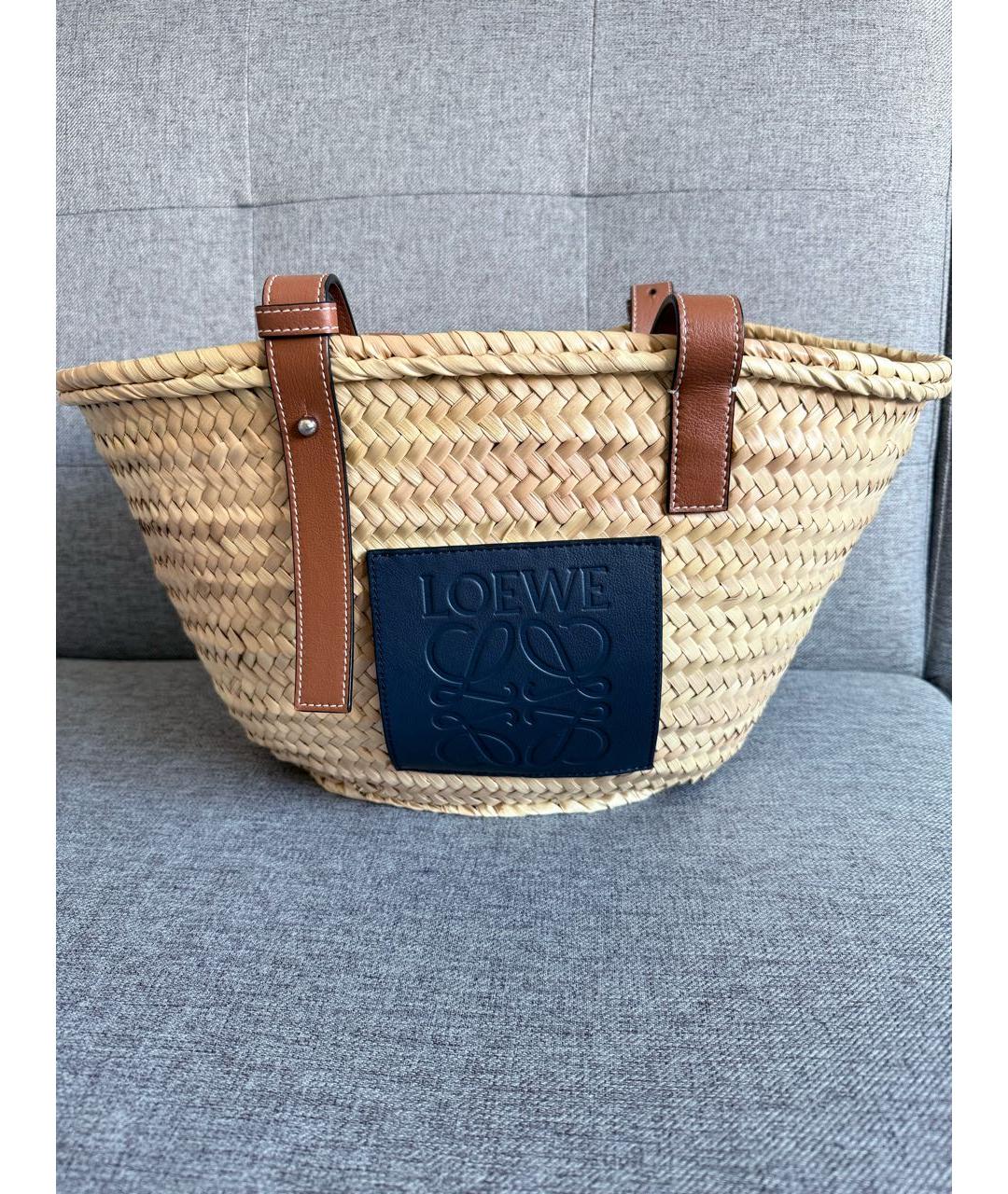 LOEWE Коричневая пляжная сумка, фото 9