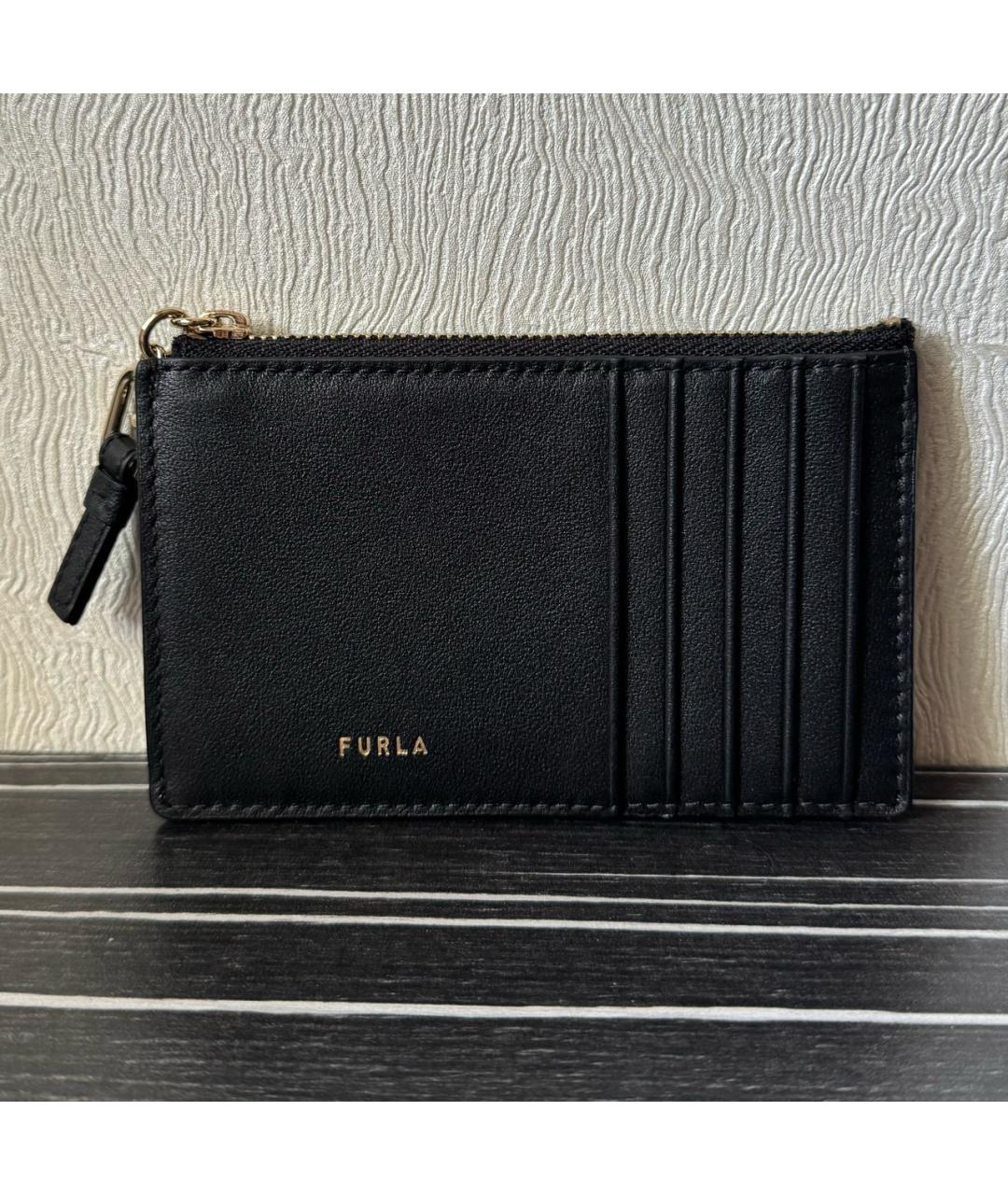 FURLA Черная кожаная визитница, фото 5