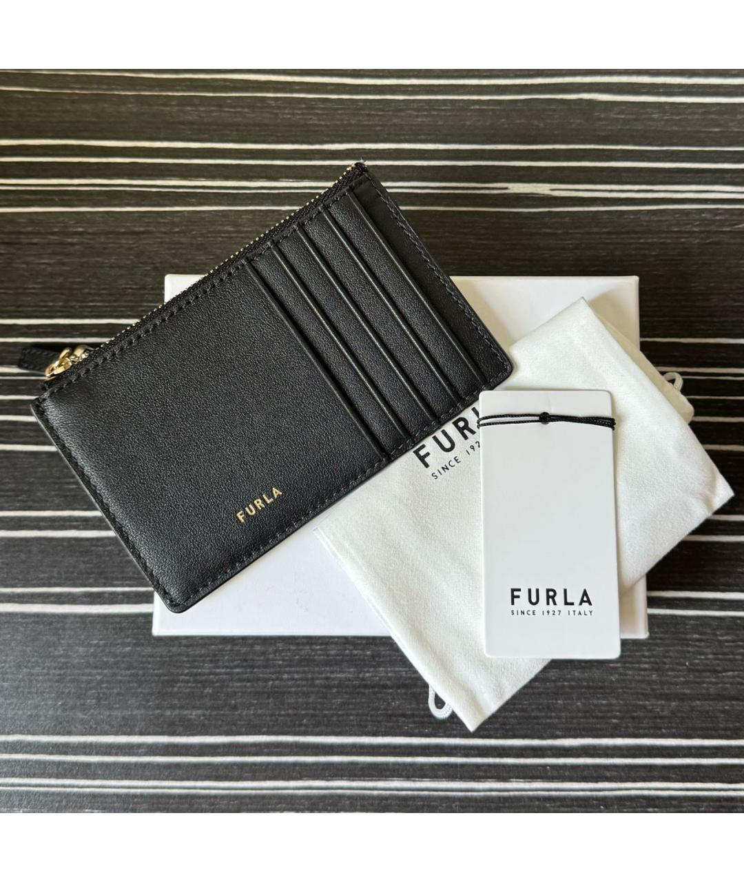 FURLA Черная кожаная визитница, фото 4