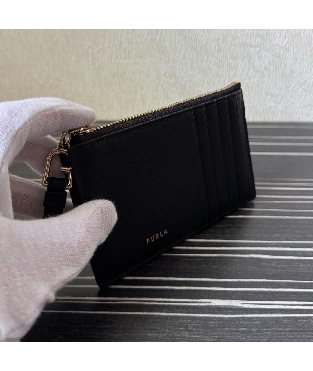 FURLA Черная кожаная визитница, фото 2