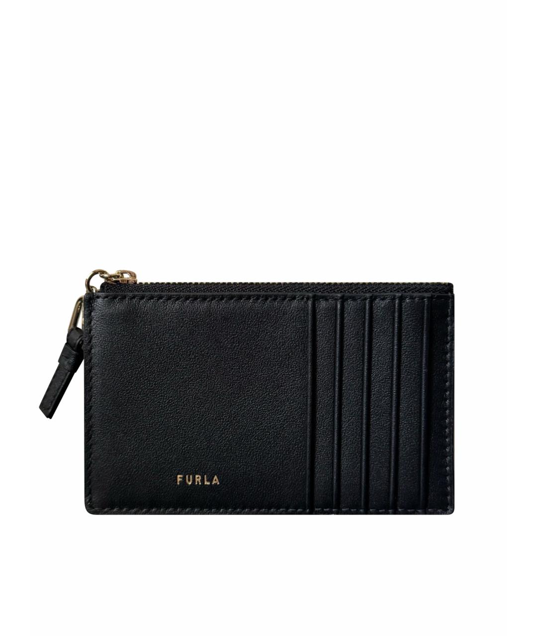 FURLA Черная кожаная визитница, фото 1