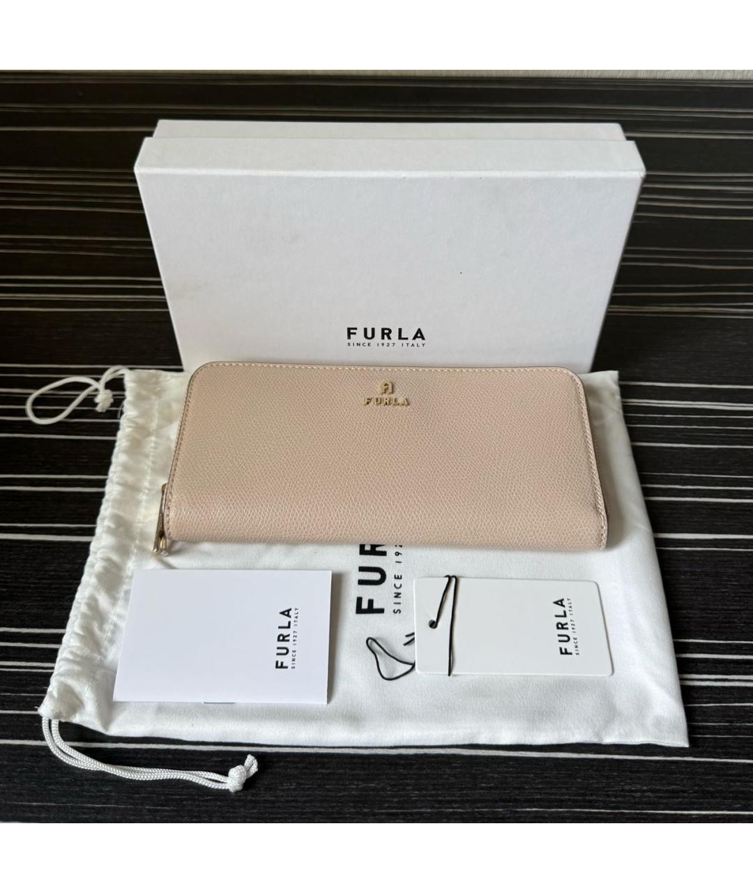 FURLA Бежевый кожаный кошелек, фото 5