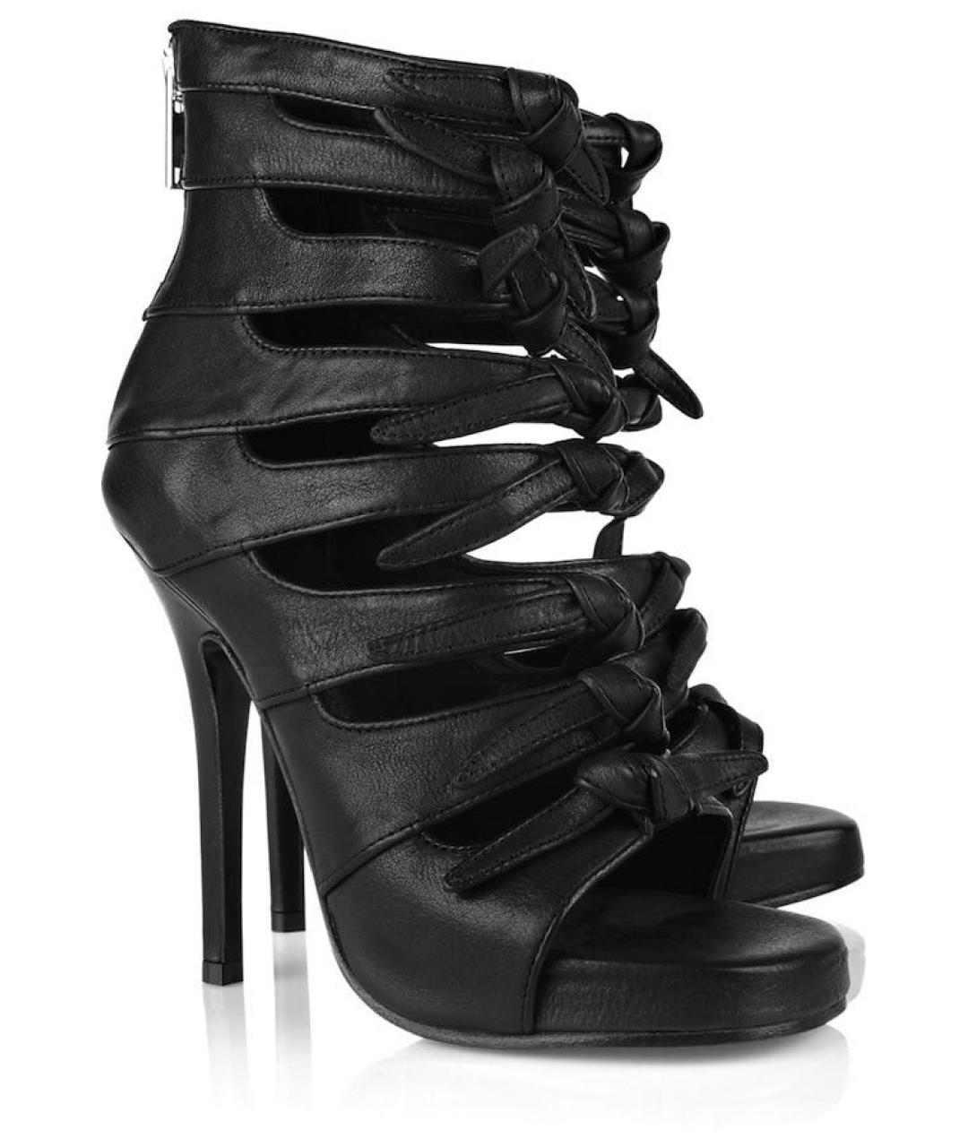 RICK OWENS Черные кожаные босоножки, фото 7