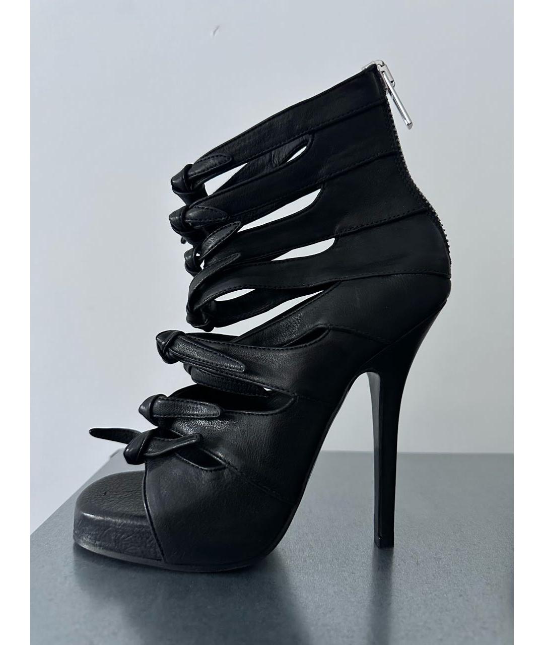 RICK OWENS Черные кожаные босоножки, фото 8