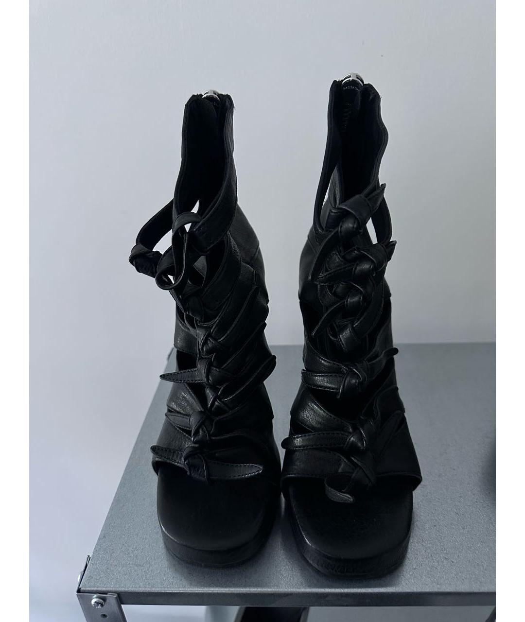 RICK OWENS Черные кожаные босоножки, фото 3