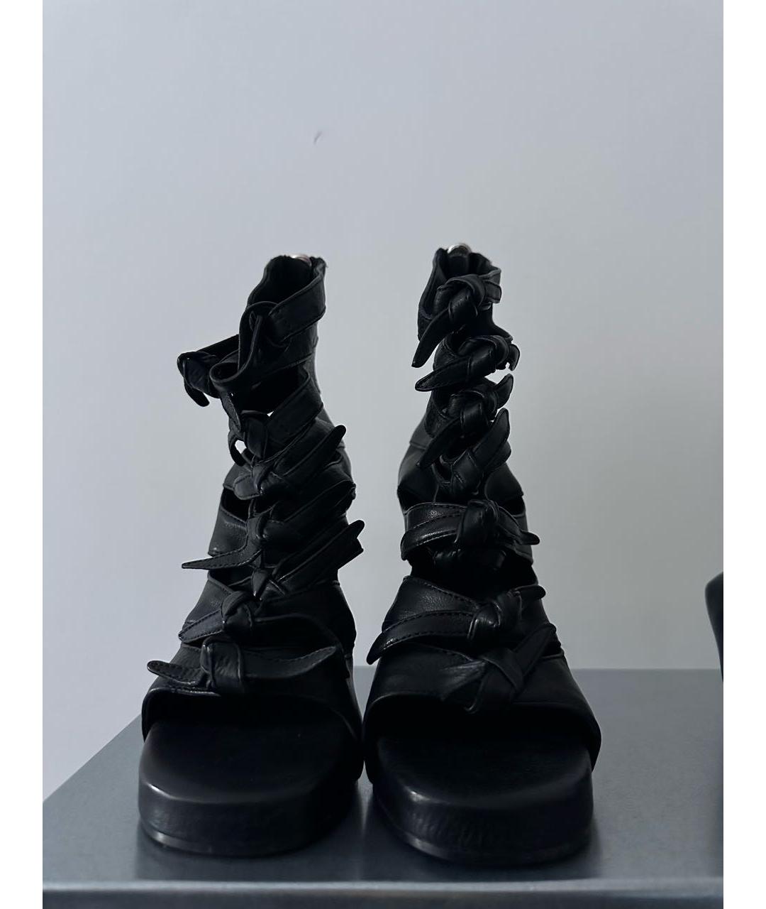 RICK OWENS Черные кожаные босоножки, фото 2