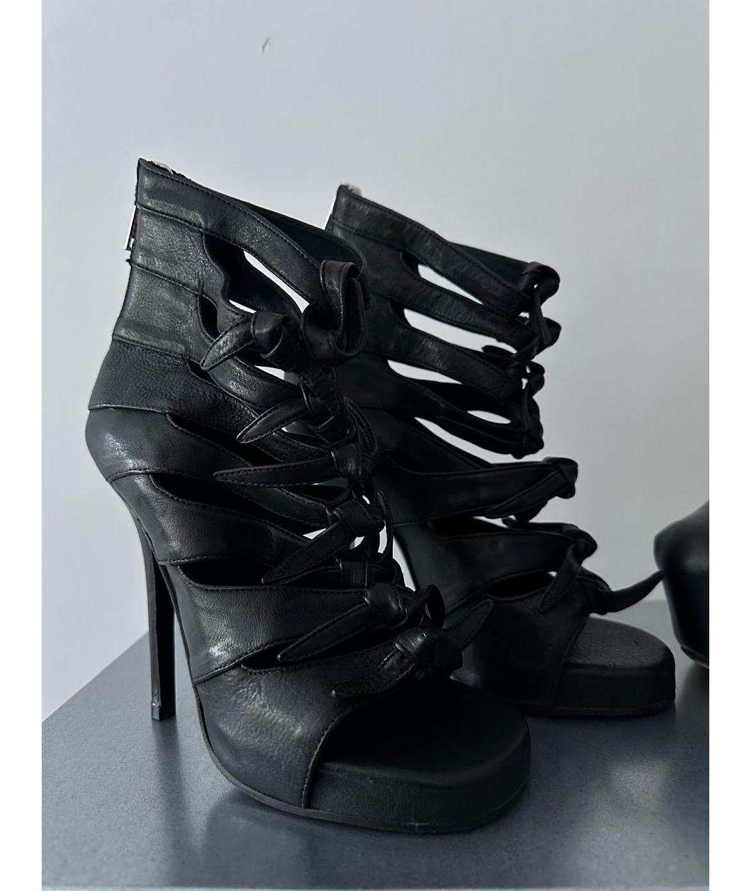 RICK OWENS Черные кожаные босоножки, фото 4