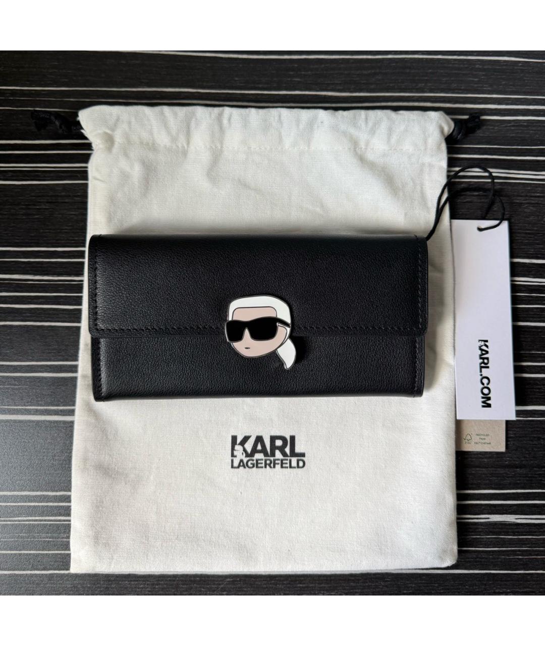KARL LAGERFELD Черный кожаный кошелек, фото 5