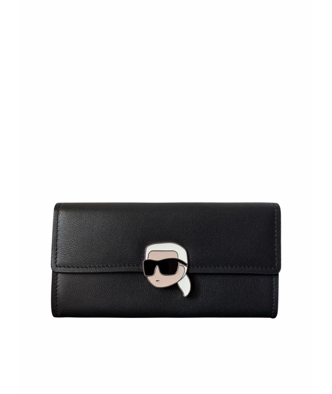 KARL LAGERFELD Черный кожаный кошелек, фото 1
