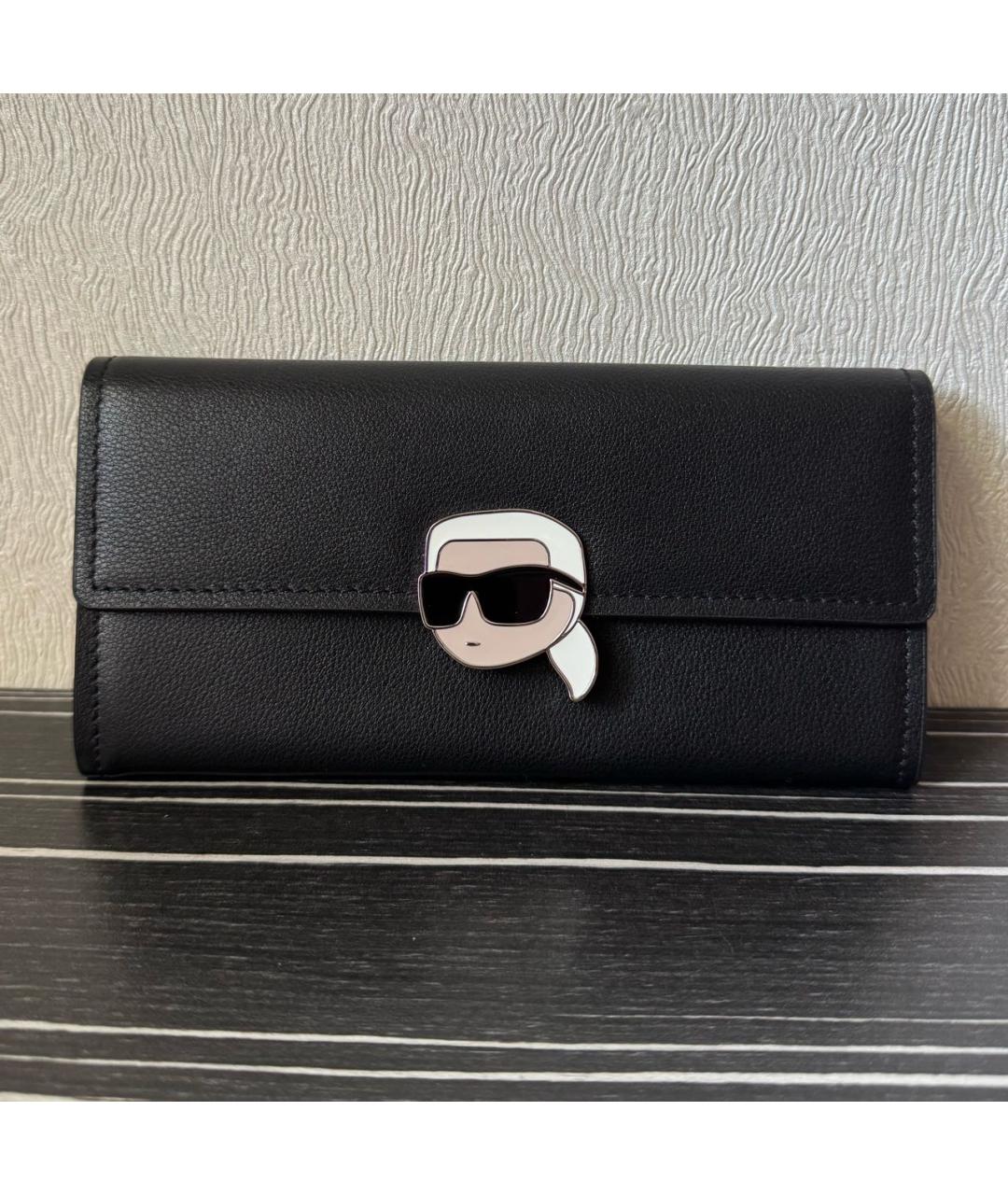 KARL LAGERFELD Черный кожаный кошелек, фото 6