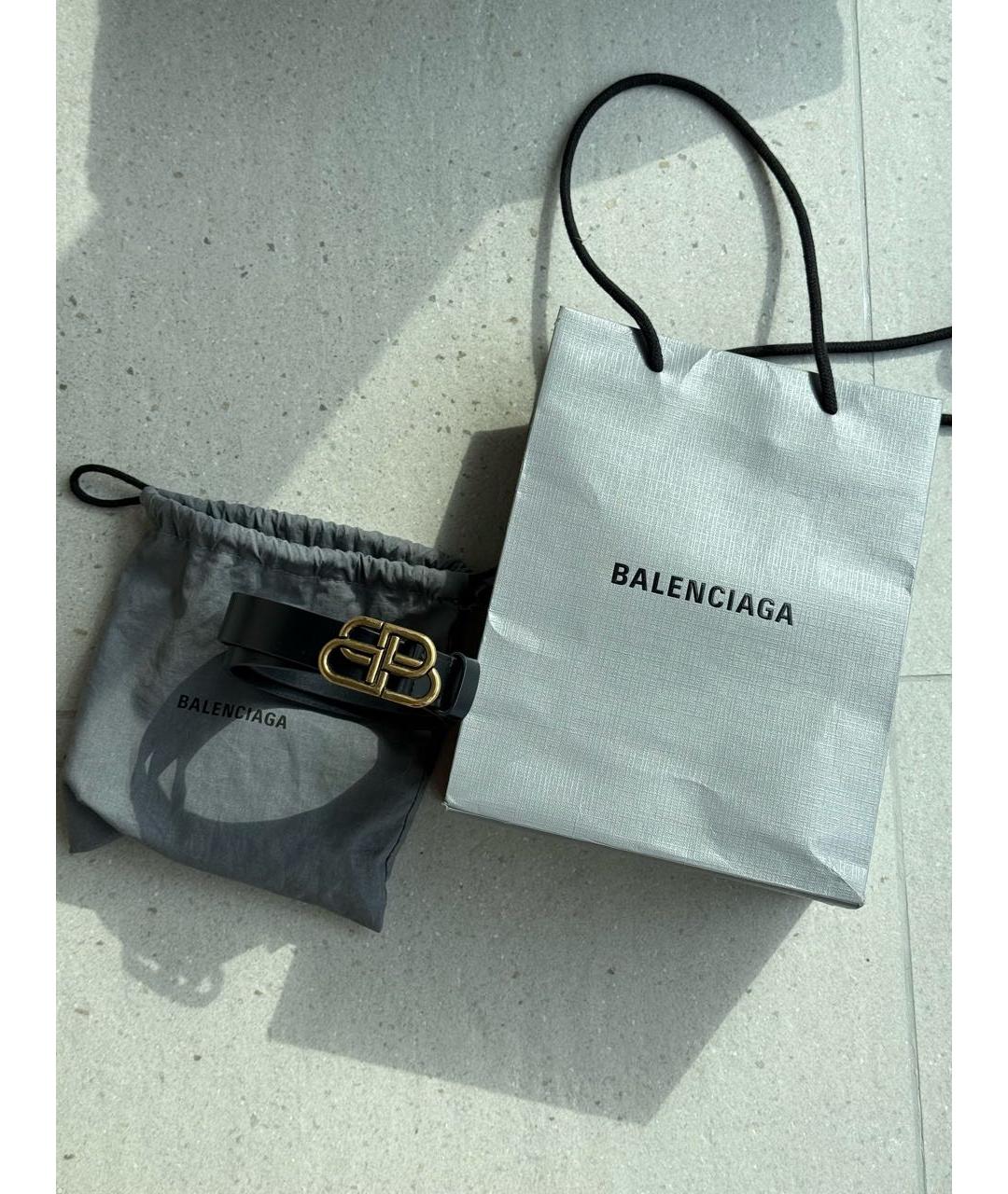 BALENCIAGA Черный кожаный ремень, фото 2