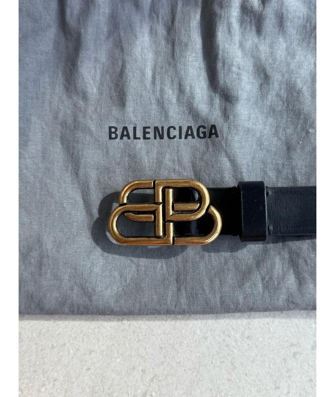 BALENCIAGA Черный кожаный ремень, фото 4