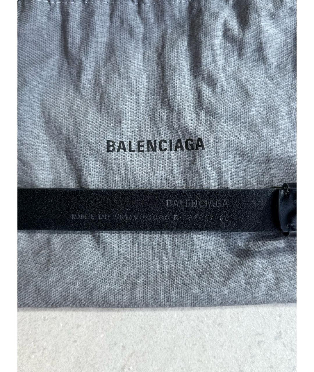 BALENCIAGA Черный кожаный ремень, фото 3