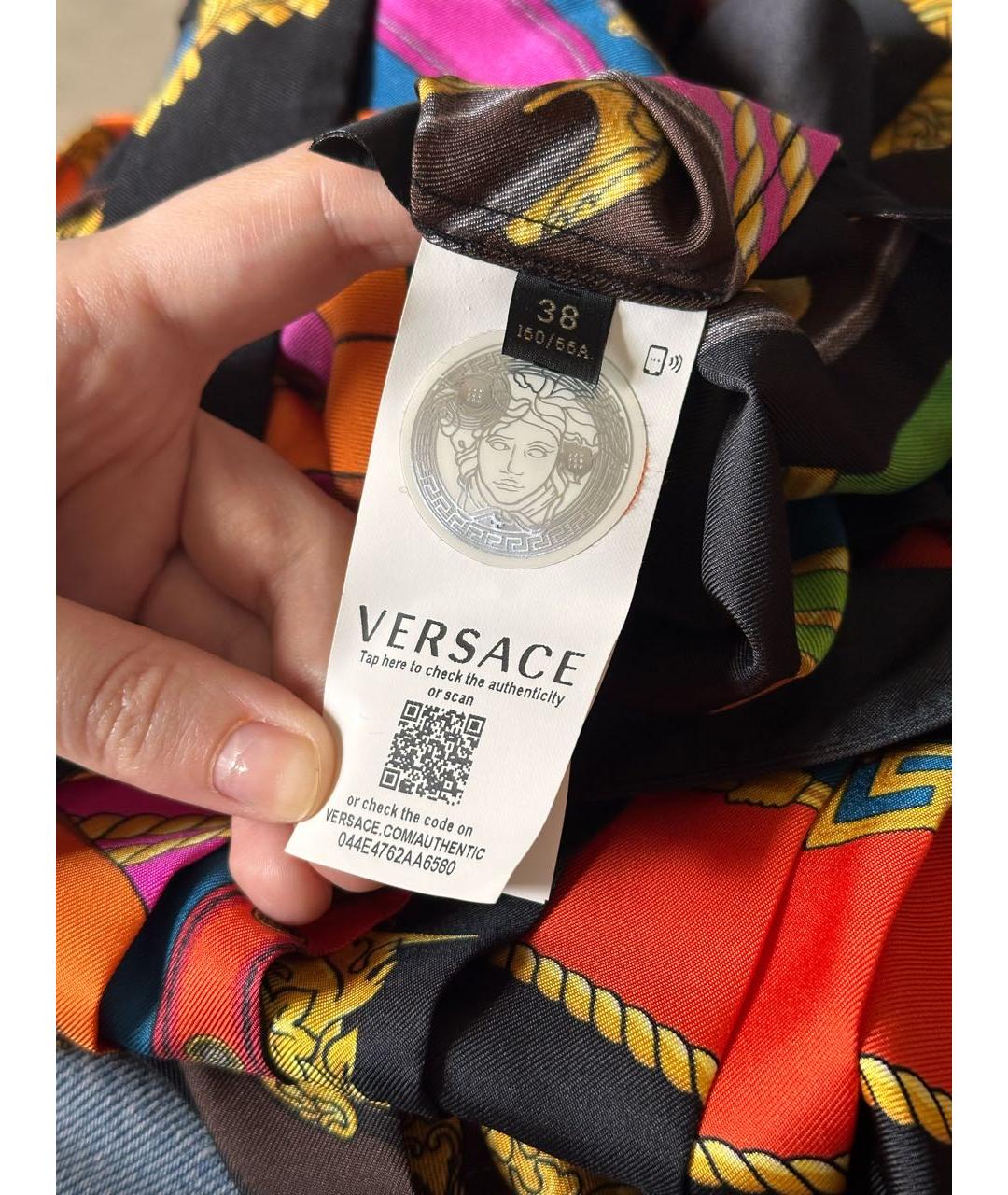 VERSACE Мульти шелковая юбка мини, фото 7