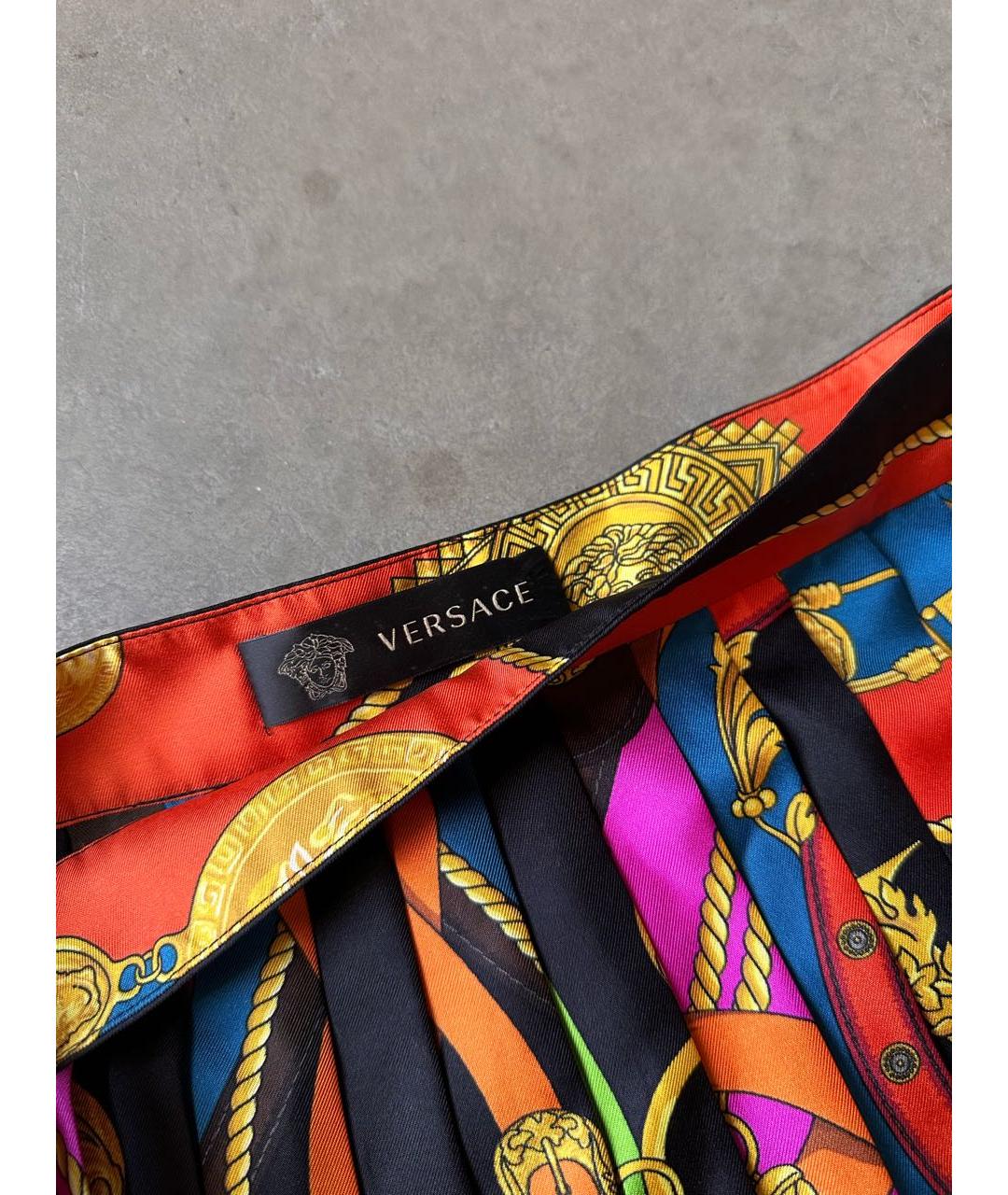 VERSACE Мульти шелковая юбка мини, фото 2