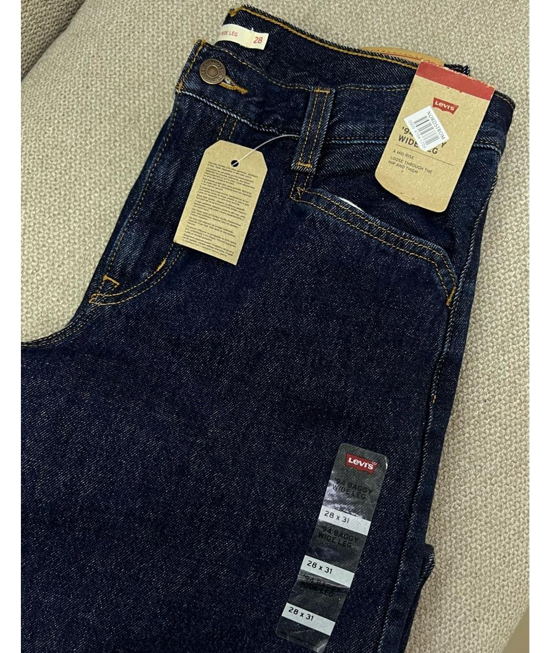 LEVI'S Темно-синие хлопковые прямые джинсы, фото 3