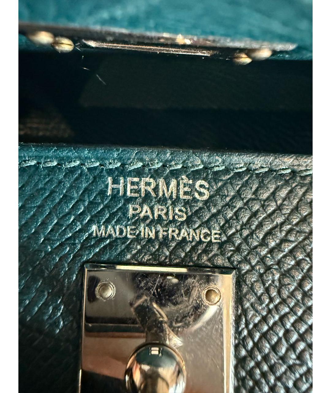 HERMES Зеленая кожаная сумка с короткими ручками, фото 5