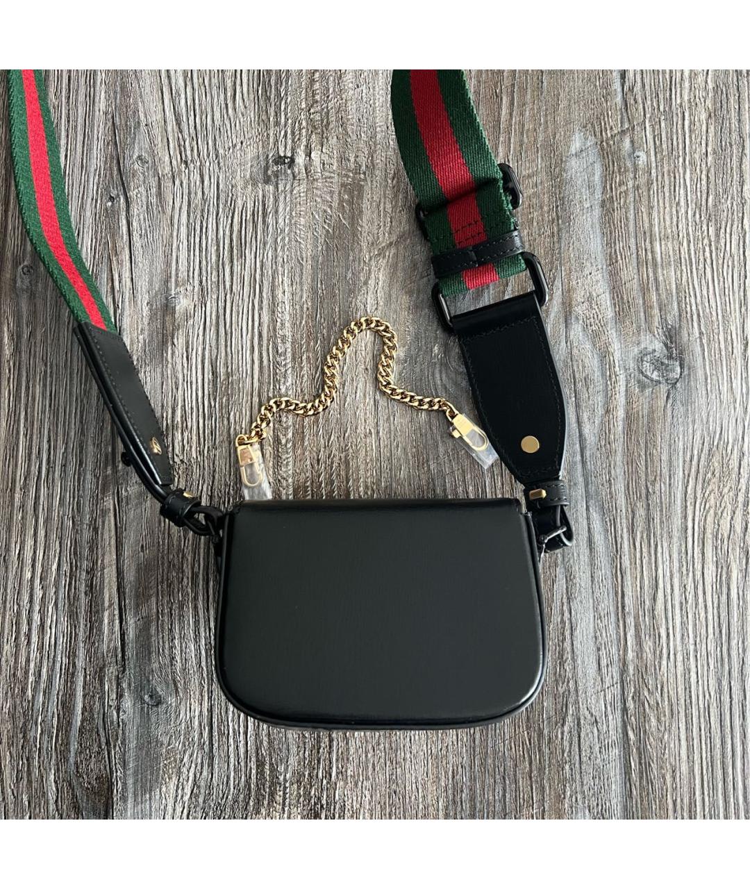 GUCCI Черная кожаная сумка через плечо, фото 4