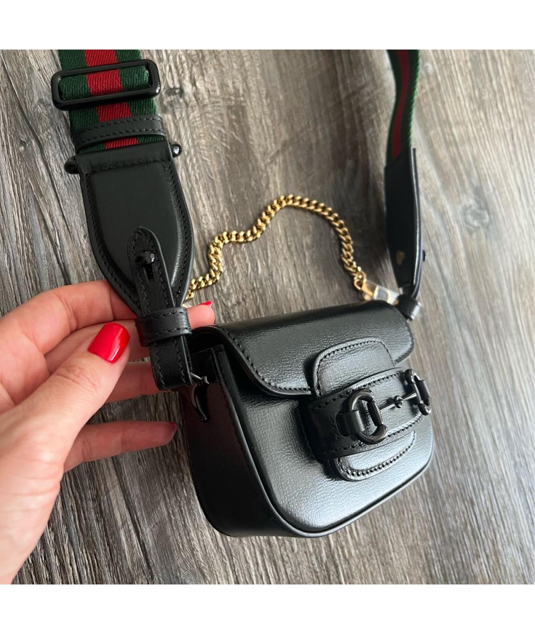 GUCCI Черная кожаная сумка через плечо, фото 3