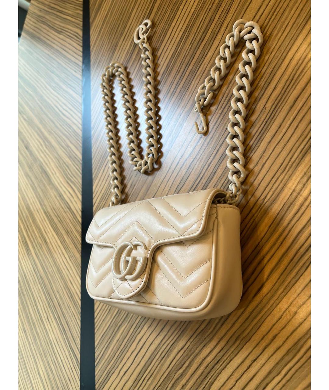 GUCCI Бежевая кожаная сумка через плечо, фото 2