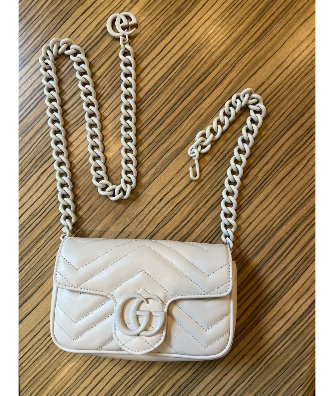 GUCCI Бежевая кожаная сумка через плечо, фото 6