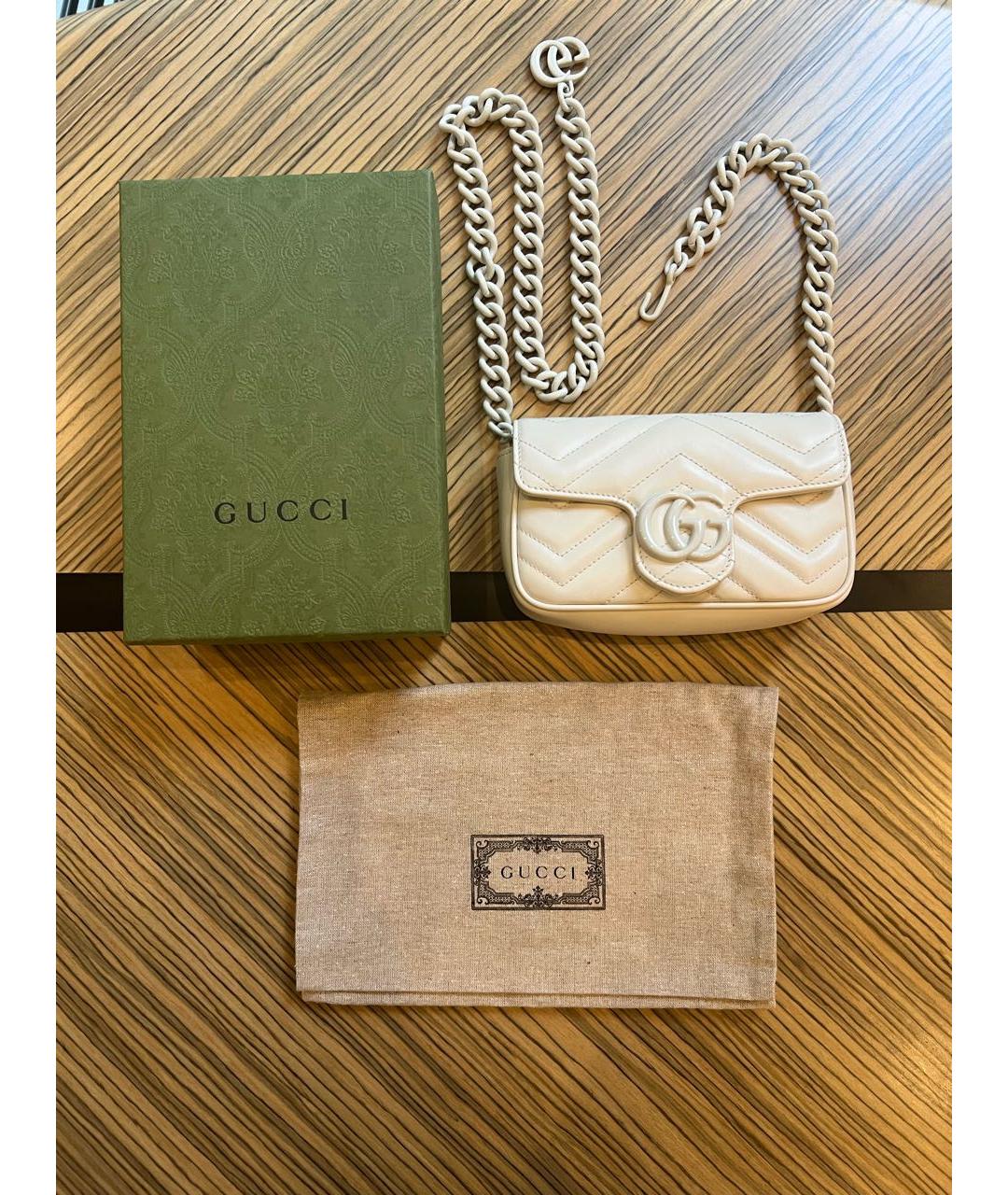 GUCCI Бежевая кожаная сумка через плечо, фото 5