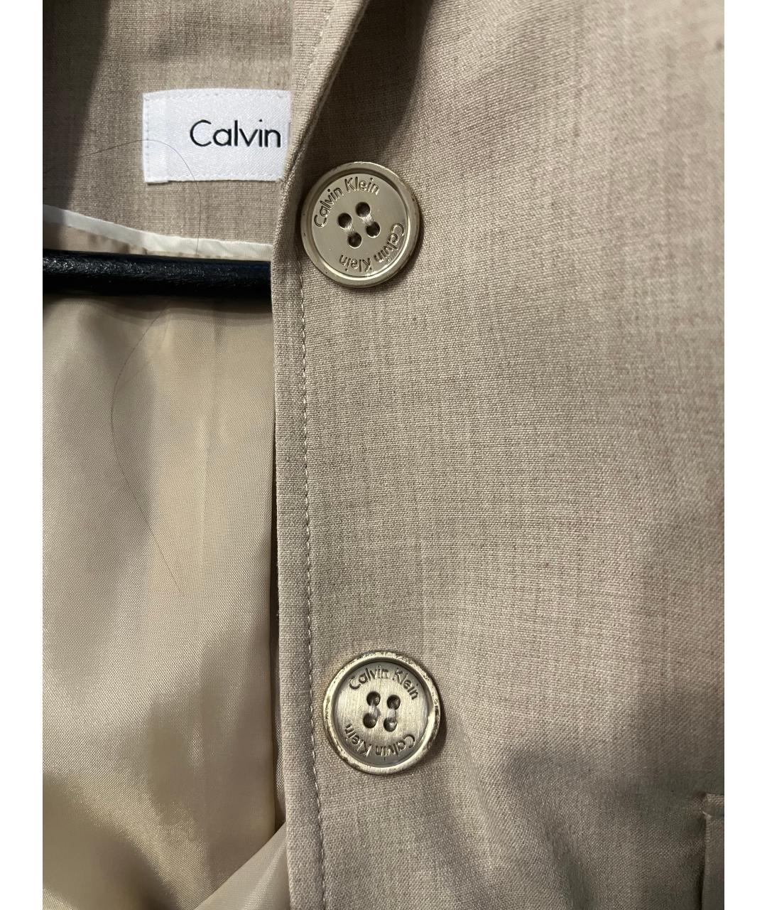 CALVIN KLEIN Бежевый полиэстеровый костюм с брюками, фото 4