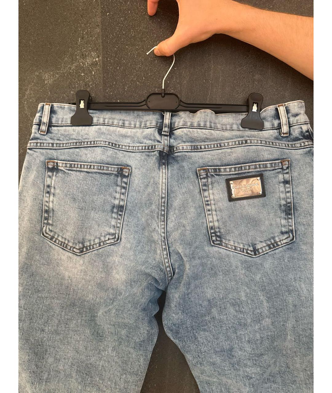 DOLCE&GABBANA Голубые хлопко-эластановые прямые джинсы, фото 3