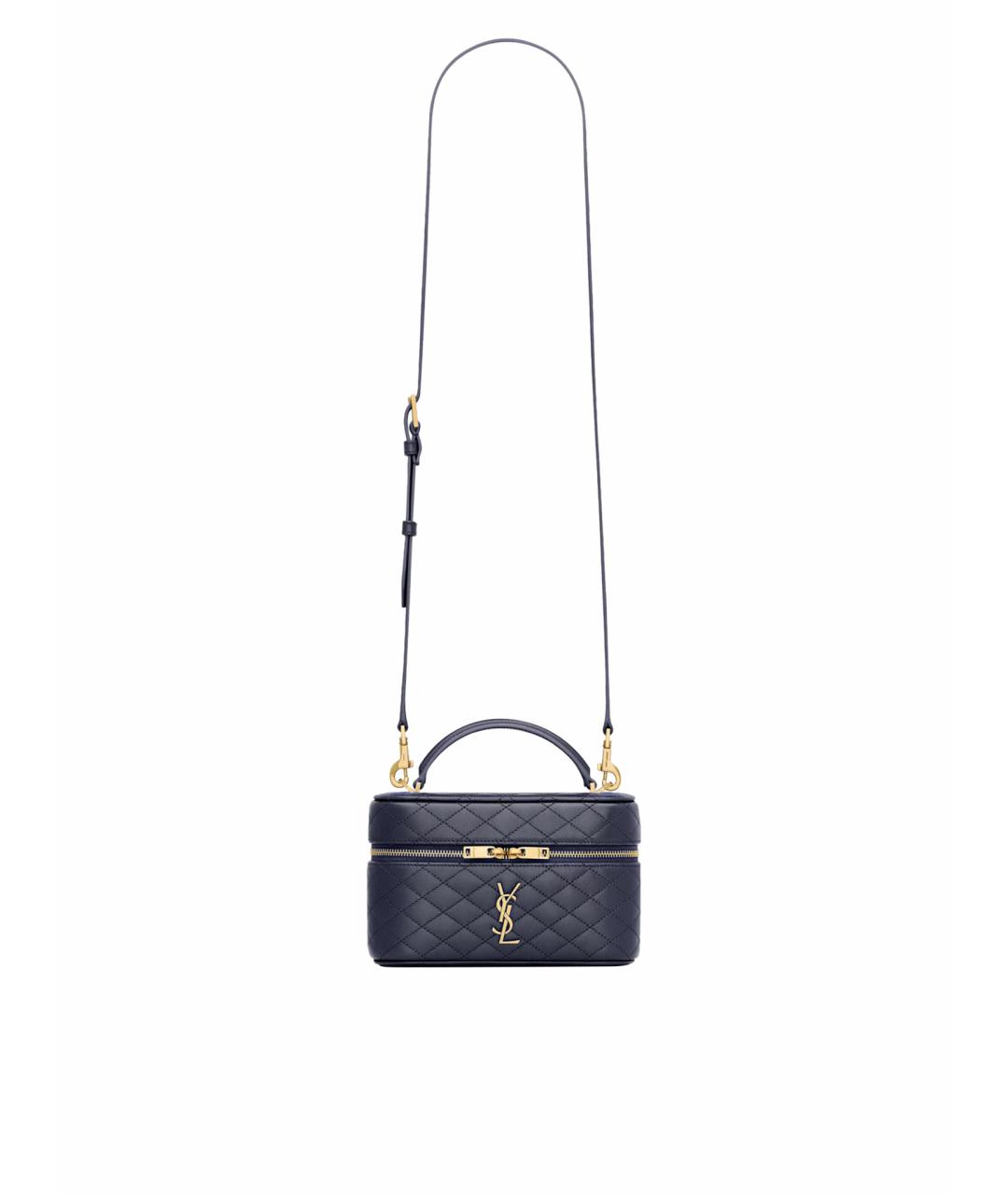 SAINT LAURENT Синяя кожаная сумка с короткими ручками, фото 1
