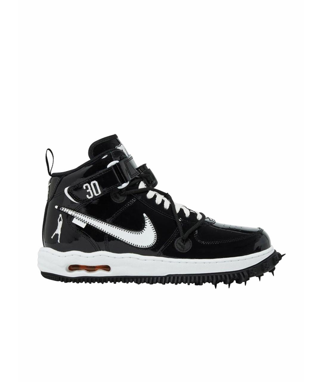 NIKE X OFF-WHITE Черные высокие кроссовки / кеды из лакированной кожи, фото 1