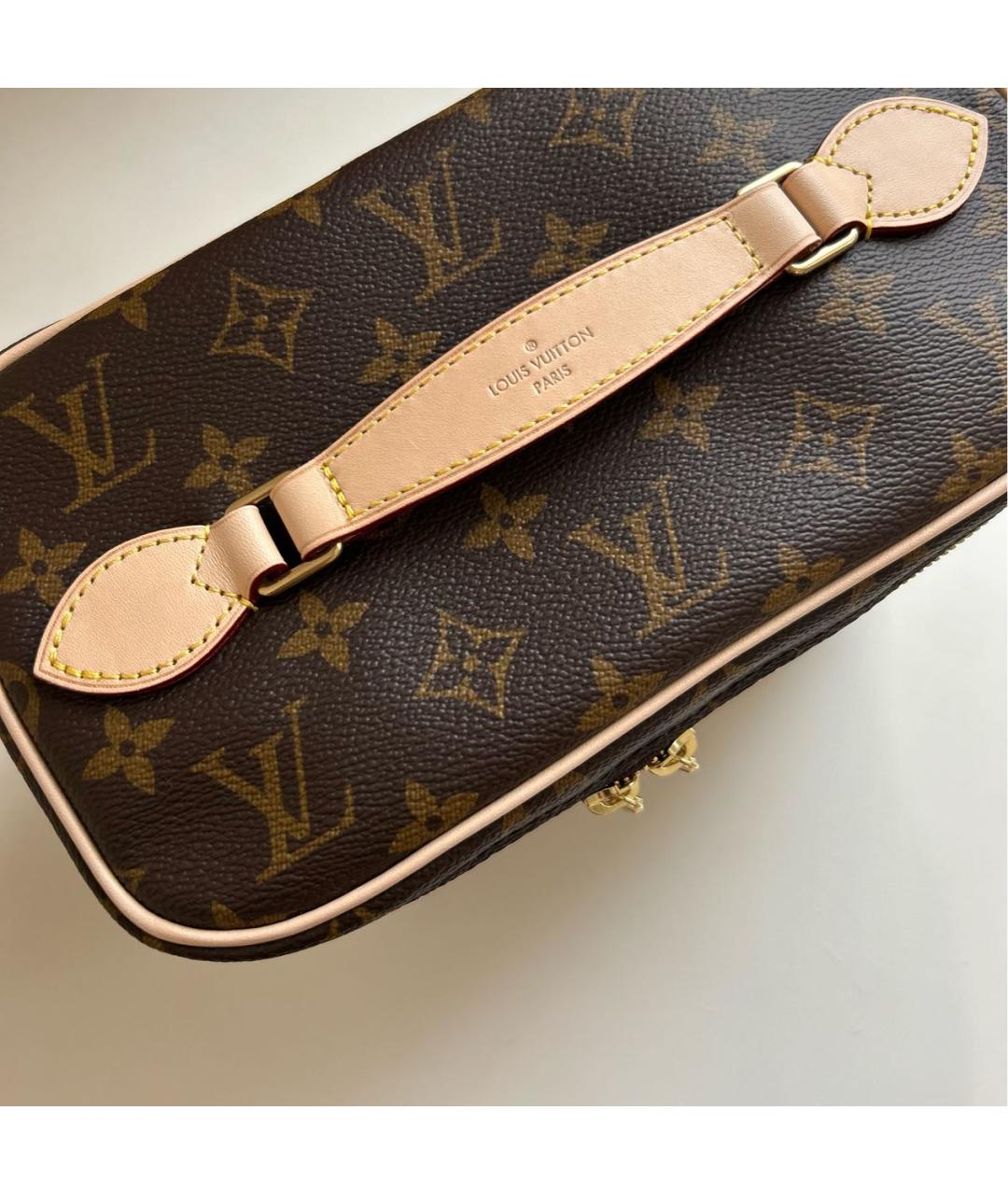 LOUIS VUITTON Коричневая кожаная косметичка, фото 3