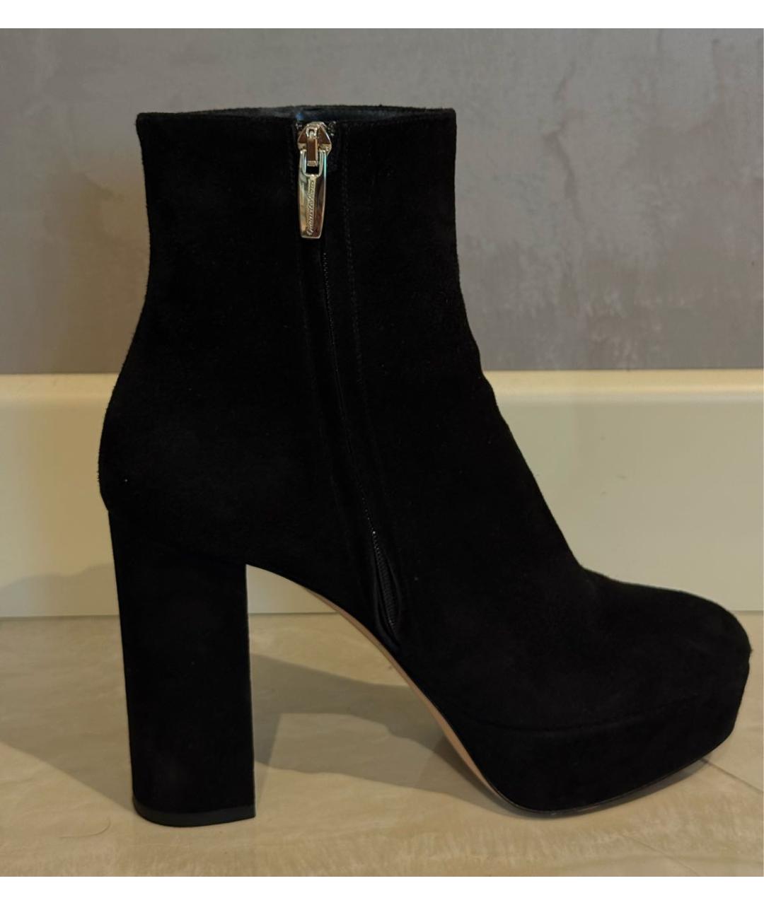 GIANVITO ROSSI Черные замшевые полусапоги, фото 6