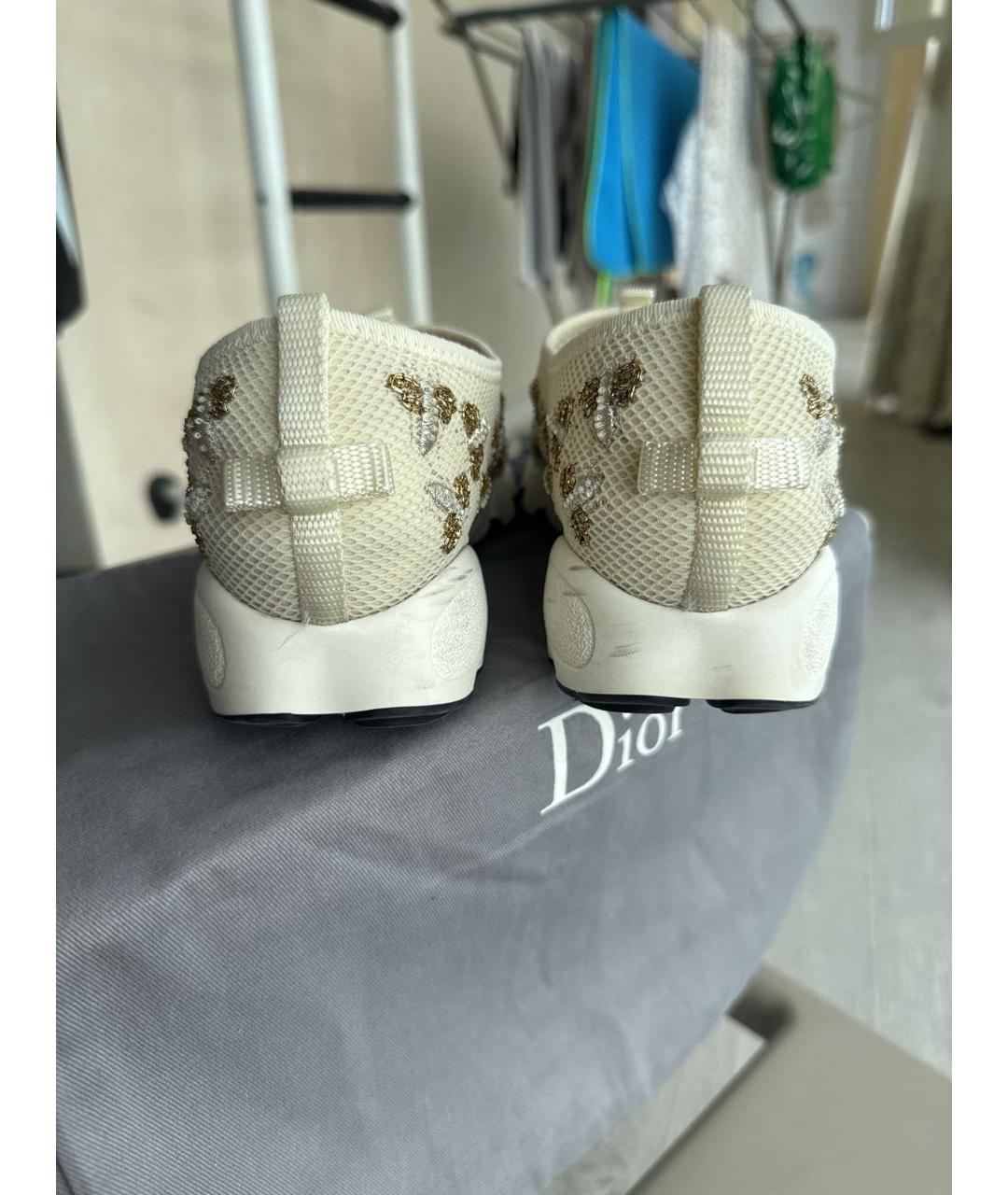 CHRISTIAN DIOR Бежевые текстильные слипоны, фото 3