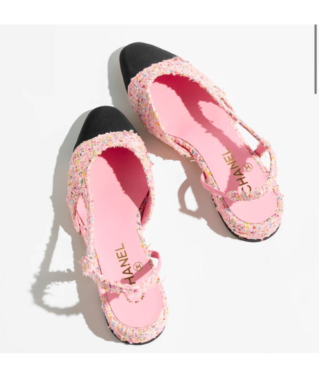 CHANEL Розовые текстильные туфли, фото 3