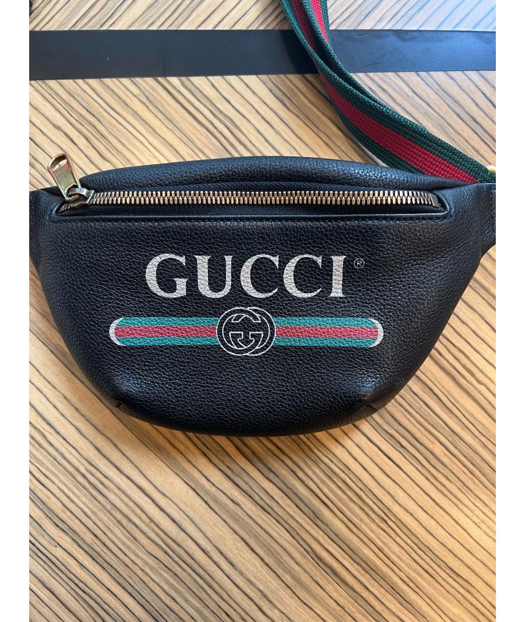 GUCCI Черная кожаная поясная сумка, фото 2