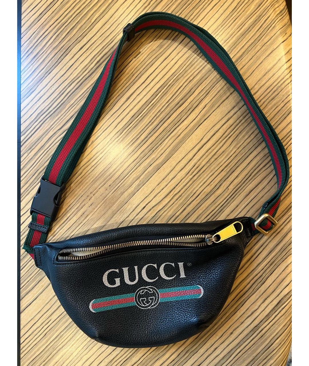GUCCI Черная кожаная поясная сумка, фото 6