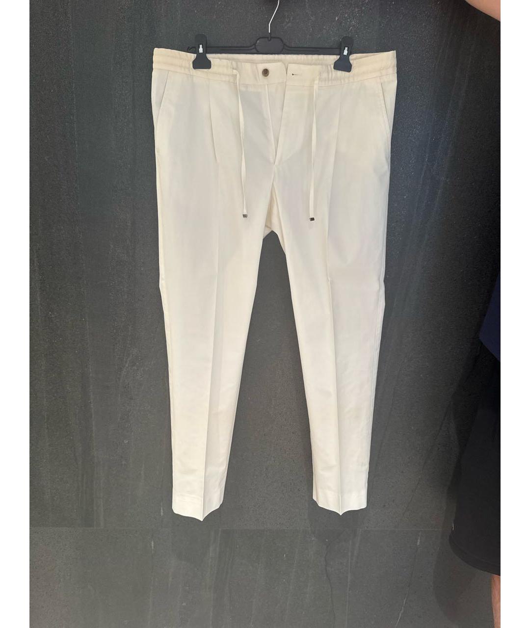 CORNELIANI Белые хлопко-эластановые повседневные брюки, фото 5