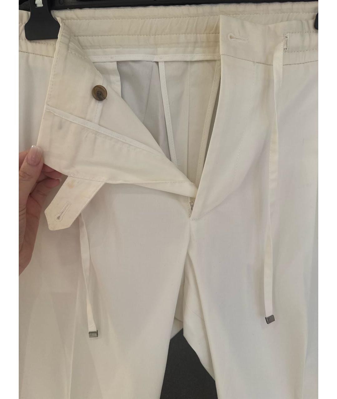 CORNELIANI Белые хлопко-эластановые повседневные брюки, фото 3