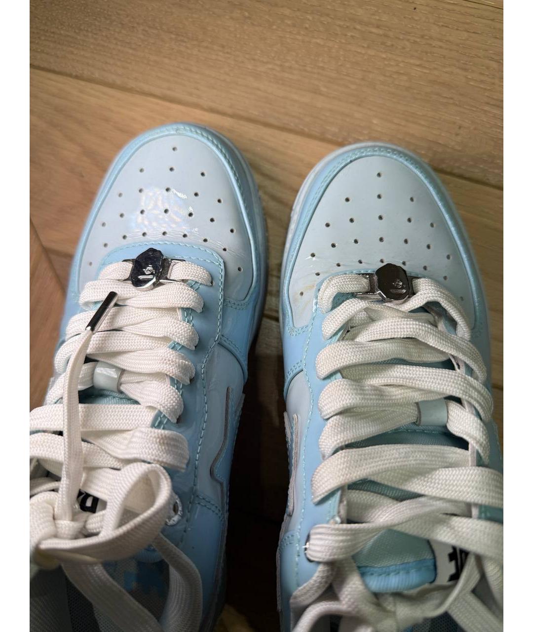 BAPE Голубые кроссовки из лакированной кожи, фото 3
