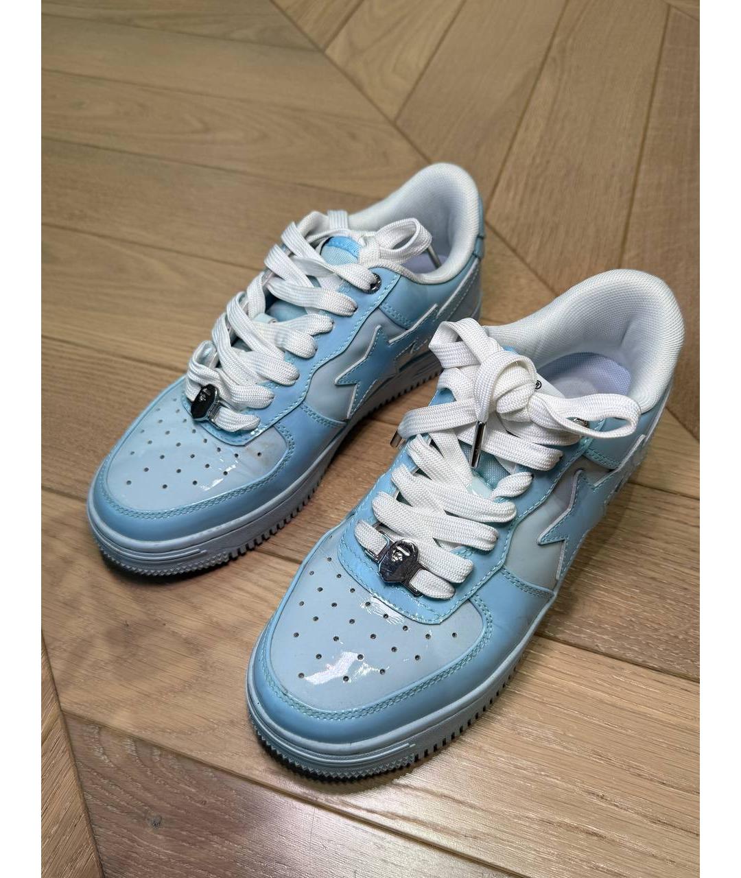 BAPE Голубые кроссовки из лакированной кожи, фото 2