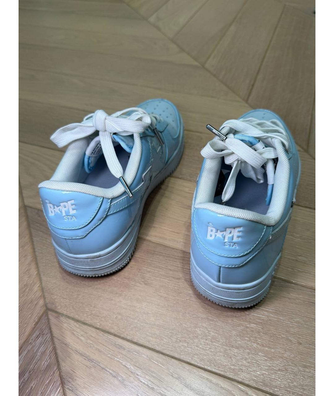 BAPE Голубые кроссовки из лакированной кожи, фото 4